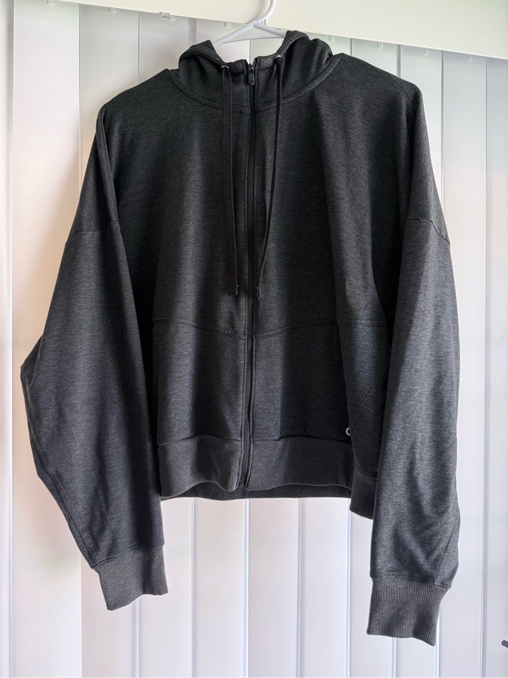 GAP Dark Gray Brushed Tech Jersey Zip Hoodie